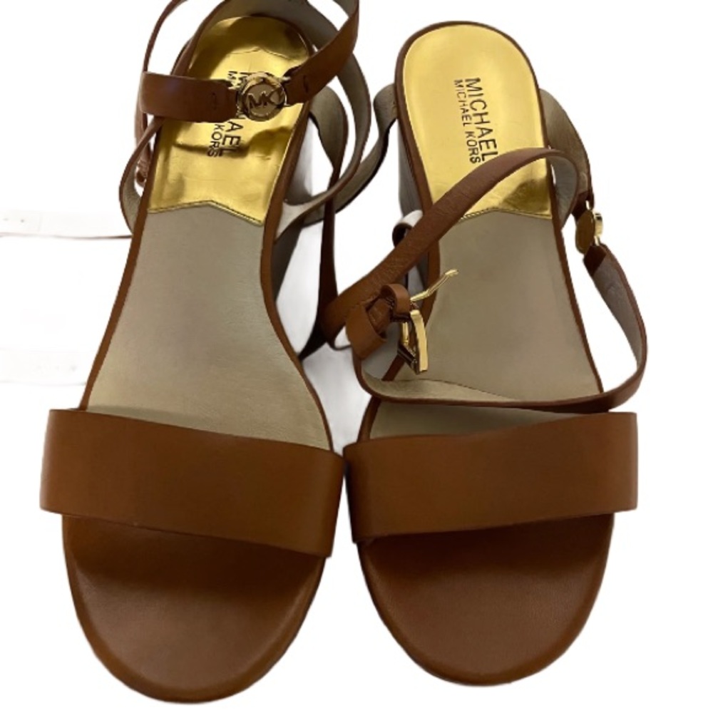 Michael Kors Tan Sandals with Gold Accents